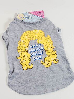 Dolly Parton Doggy Parton "What Would Dolly Do" Dog Tee Gray L 20-40lbs NWT
